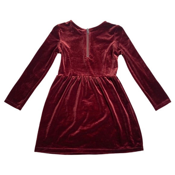 Gap Kids Velvet Long Sleeve Midi Dress Girls S/6-7 Burgundy Thanksgiving Holiday - Picture 4 of 8
